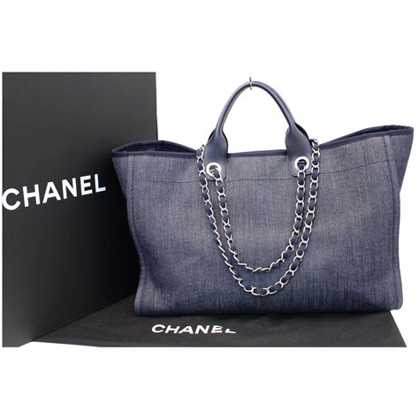 chanel tasche sam|Chanel denim shopping bags.